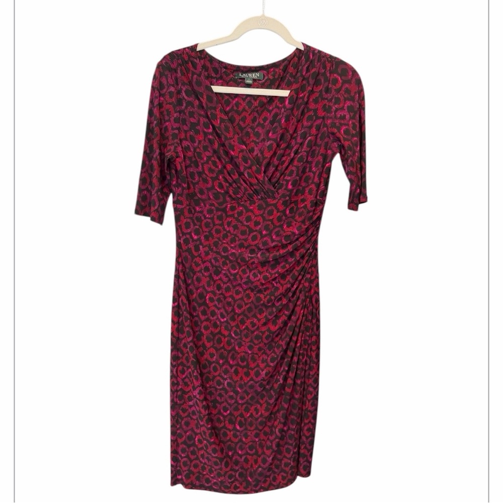 Lauren Ralph Lauren Patterned Faux-Wrap Dress size 4